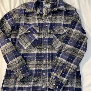 CAMP 100% COTTON SHACKET FLANNEL BLUE WITH GRAY SHADES 2 POCKET FRONT